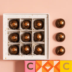 Box of Molasses & Brown Butter Caramels close-up detail