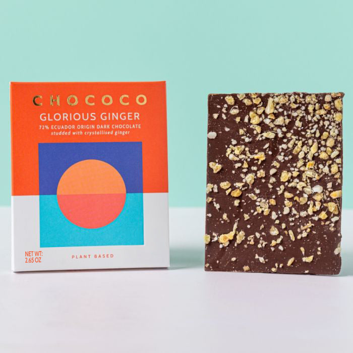 Glorious Ginger studded 72% Ecuador Chocolate Bar by Chococo